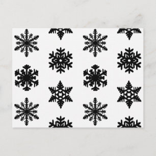 Ikat-Schneeflocken - weiß und schwarz Postkarte