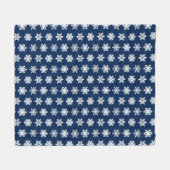 Ikat-Schneeflocken - Weißer und dunkler Navy Blau Fleecedecke (Vorderseite (Horizontal))