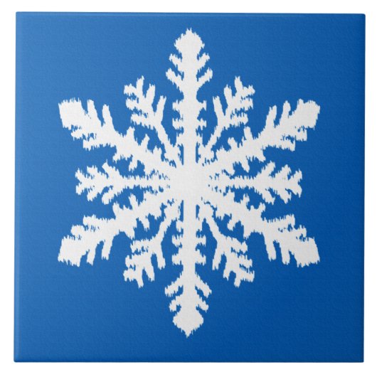 Ikat Snowflake 1 von 4 - Kobalt blau und weiß Fliese (Vorderseite)