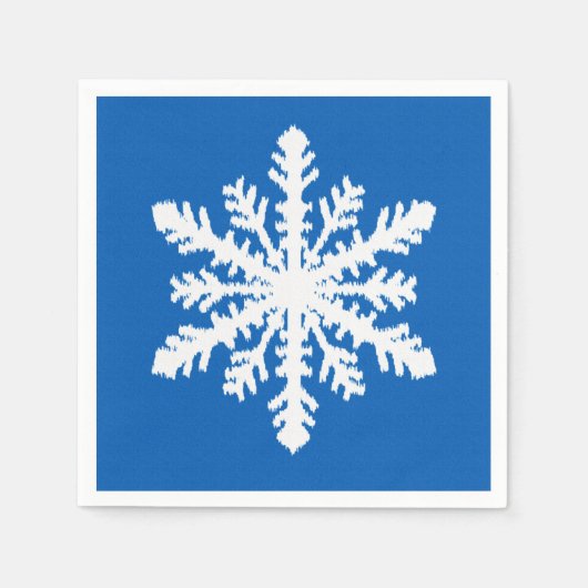 Ikat Snowflake 1 von 4 - Kobalt blau und weiß Serviette (Vorderseite)