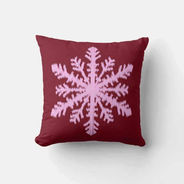 Ikat Snowflake - Burgunder Wein und Rosa Kissen (Vorderseite)