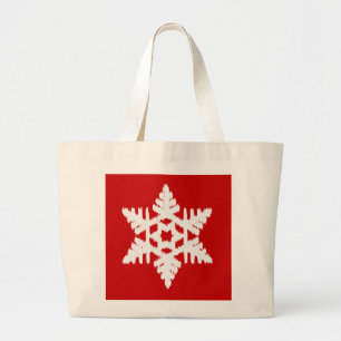 Ikat Snowflake - Dunkelrot und weiß Jumbo Stoffbeutel