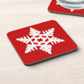 Ikat Snowflake - Dunkelrot und weiß Untersetzer (Linke Seite)