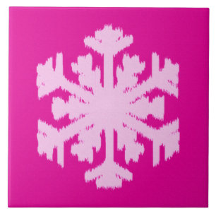 Ikat Snowflake - Fuchsia und Eispink Fliese