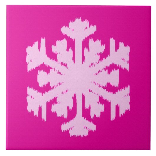 Ikat Snowflake - Fuchsia und Eispink Fliese (Vorderseite)