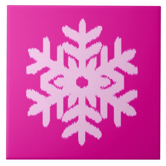 Ikat Snowflake - Fuchsia und Eispink Fliese (Vorderseite)