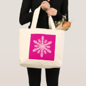 Ikat Snowflake - Fuchsia und Eispink Jumbo Stoffbeutel (Vorderseite (Produkt))