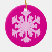Ikat Snowflake - Fuchsia und Eispink Keramik Ornament (Vorne)
