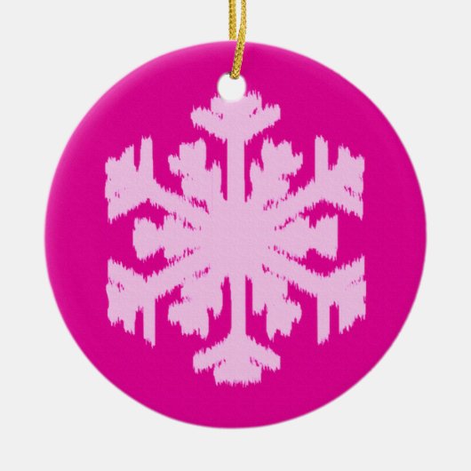 Ikat Snowflake - Fuchsia und Eispink Keramik Ornament (Vorne)