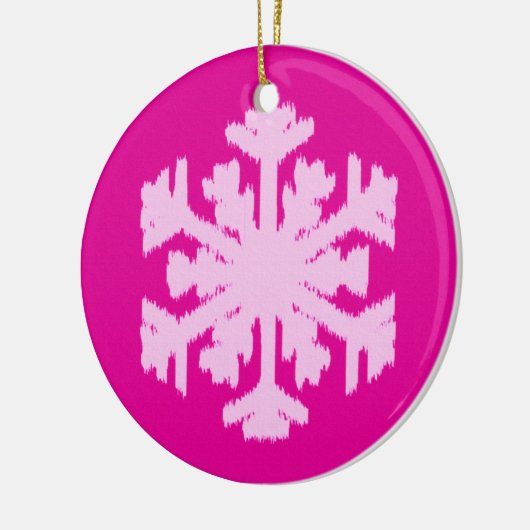 Ikat Snowflake - Fuchsia und Eispink Keramik Ornament (Links)