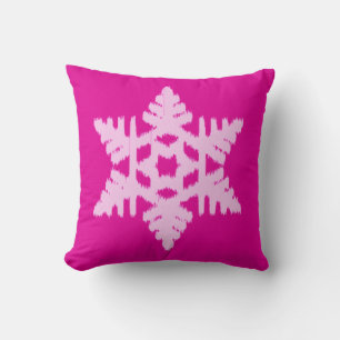 Ikat Snowflake - Fuchsia und Eispink Kissen