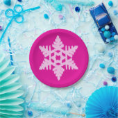 Ikat Snowflake - Fuchsia und Eispink Pappteller (Party)