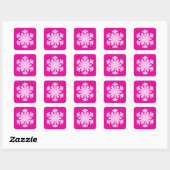 Ikat Snowflake - Fuchsia und Eispink Quadratischer Aufkleber (Blatt)