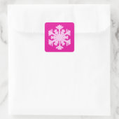Ikat Snowflake - Fuchsia und Eispink Quadratischer Aufkleber (Tasche)
