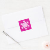 Ikat Snowflake - Fuchsia und Eispink Quadratischer Aufkleber (Umschlag)