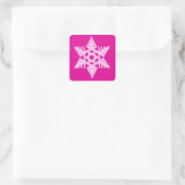 Ikat Snowflake - Fuchsia und Eispink Quadratischer Aufkleber (Tasche)