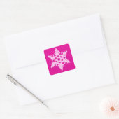 Ikat Snowflake - Fuchsia und Eispink Quadratischer Aufkleber (Umschlag)