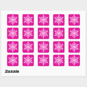 Ikat Snowflake - Fuchsia und Eispink Quadratischer Aufkleber (Blatt)