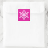 Ikat Snowflake - Fuchsia und Eispink Quadratischer Aufkleber (Tasche)