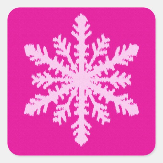 Ikat Snowflake - Fuchsia und Eispink Quadratischer Aufkleber (Vorderseite)