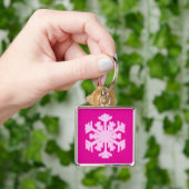 Ikat Snowflake - Fuchsia und Eispink Schlüsselanhänger (Hand)