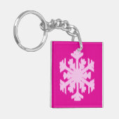 Ikat Snowflake - Fuchsia und Eispink Schlüsselanhänger (Vorderseite links)