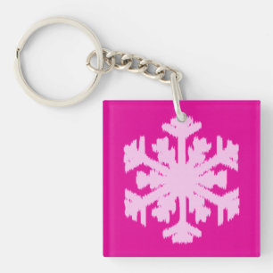 Ikat Snowflake - Fuchsia und Eispink Schlüsselanhänger
