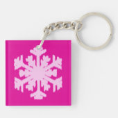 Ikat Snowflake - Fuchsia und Eispink Schlüsselanhänger (Rückseite)