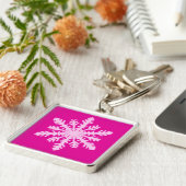 Ikat Snowflake - Fuchsia und Eispink Schlüsselanhänger (Seite)