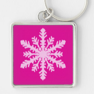 Ikat Snowflake - Fuchsia und Eispink Schlüsselanhänger