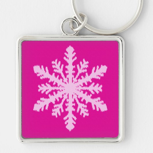 Ikat Snowflake - Fuchsia und Eispink Schlüsselanhänger (Vorne)