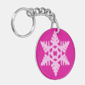 Ikat Snowflake - Fuchsia und Eispink Schlüsselanhänger (Vorderseite links)