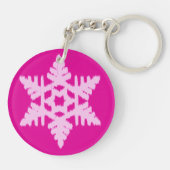 Ikat Snowflake - Fuchsia und Eispink Schlüsselanhänger (Rückseite)