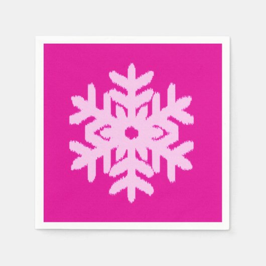 Ikat Snowflake - Fuchsia und Eispink Serviette (Vorderseite)