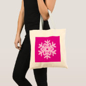 Ikat Snowflake - Fuchsia und Eispink Tragetasche (Vorderseite (Produkt))