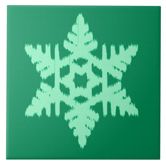 Ikat Snowflake - Kiefer und Minze grün Fliese (Vorderseite)