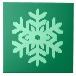 Ikat Snowflake - Kiefer und Minze grün Fliese