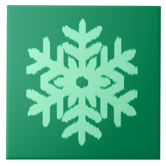 Ikat Snowflake - Kiefer und Minze grün Fliese (Vorderseite)