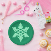 Ikat Snowflake - Kiefer und Minze grün Pappteller (Party)