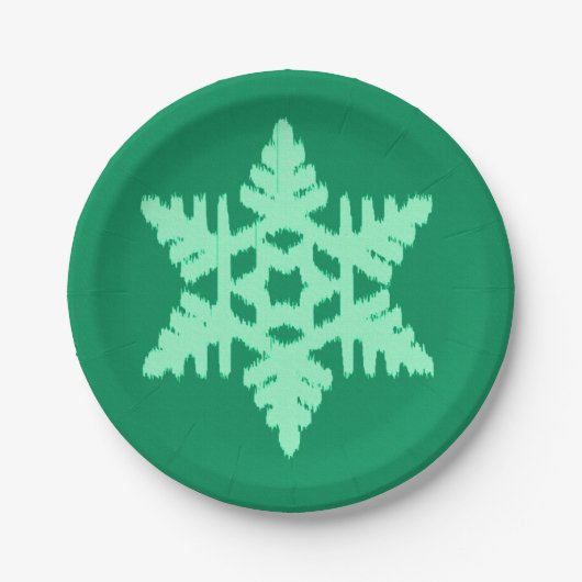 Ikat Snowflake - Kiefer und Minze grün Pappteller (Vorderseite)