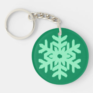 Ikat Snowflake - Kiefer und Minze grün Schlüsselanhänger