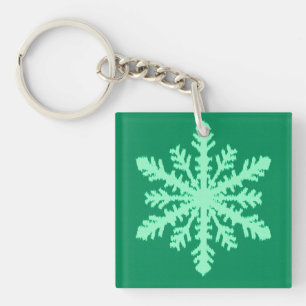 Ikat Snowflake - Kiefer und Minze grün Schlüsselanhänger