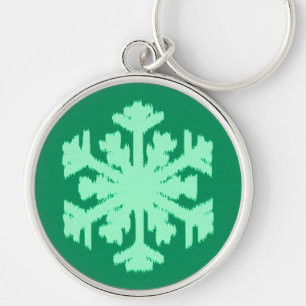 Ikat Snowflake - Kiefer und Minze grün Schlüsselanhänger
