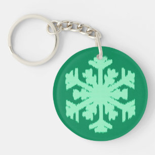 Ikat Snowflake - Kiefer und Minze grün Schlüsselanhänger