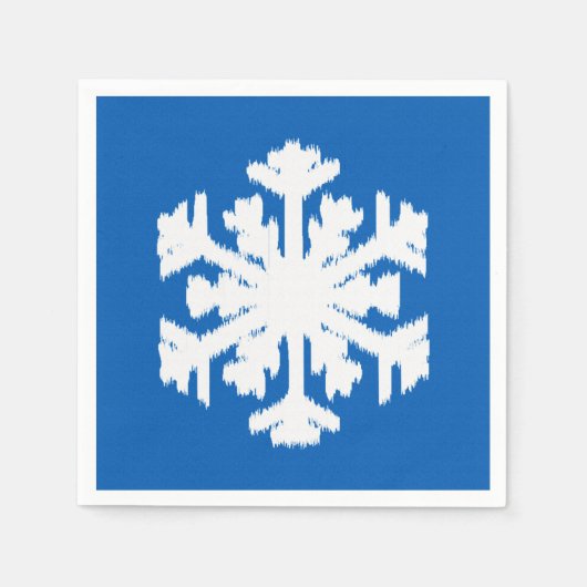 Ikat Snowflake - Kobalt blau und weiß Serviette (Vorderseite)