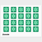 Ikat Snowflake - Pine and mint green Quadratischer Aufkleber (Blatt)