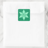 Ikat Snowflake - Pine and mint green Quadratischer Aufkleber (Tasche)