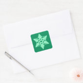 Ikat Snowflake - Pine and mint green Quadratischer Aufkleber (Umschlag)
