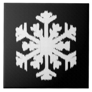 Ikat Snowflake - Schwarzweiß Fliese
