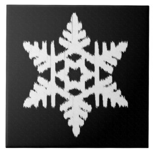 Ikat Snowflake - Schwarzweiß Fliese